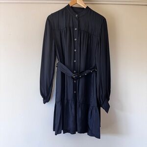 Banana Republic Black Flounce Hem Mini Dress Black Small